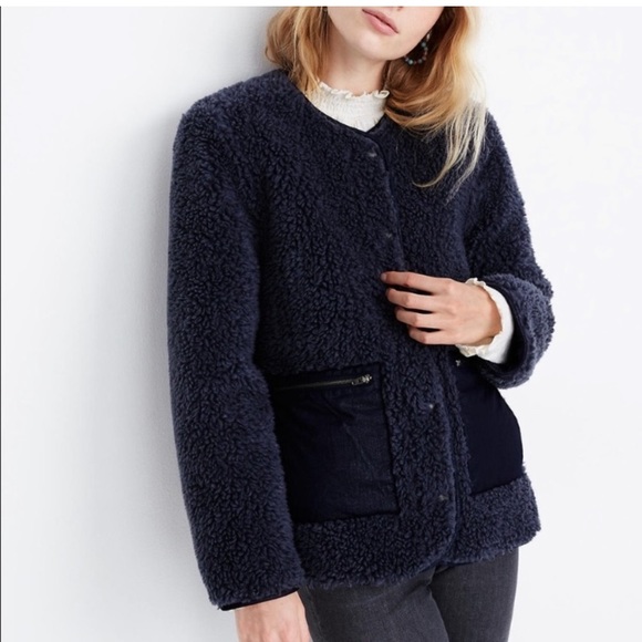 Madewell sherpa blue snap jacket - Picture 2 of 6